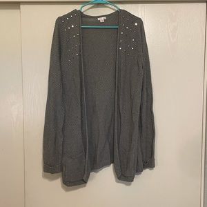 Gray Cardigan with silver bead embellishments